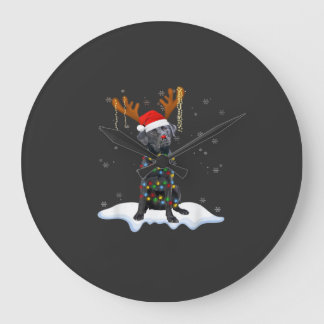 Black Lab Labrador Christmas Tree Light Pajama Dog Large Clock