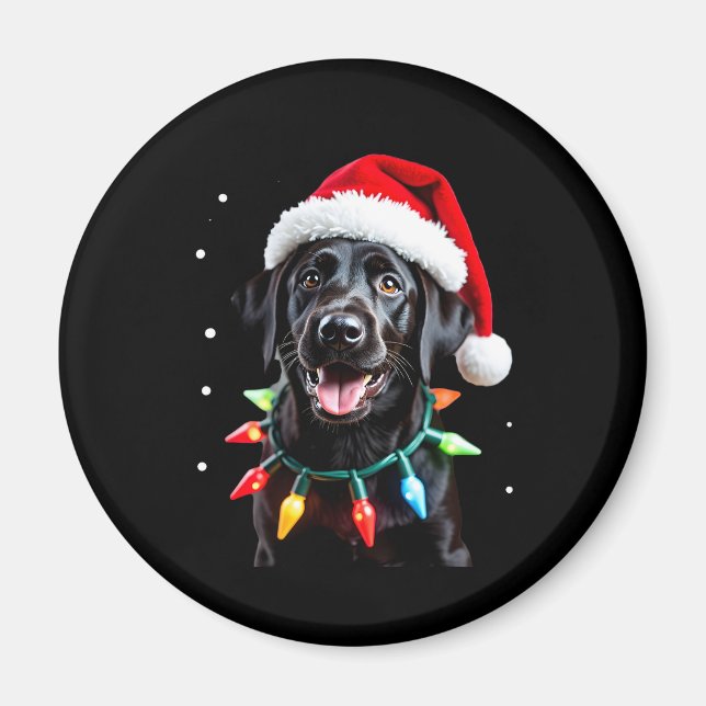 Black Lab Labrador Christmas Tree Light Pajama Dog Magnet (Front)