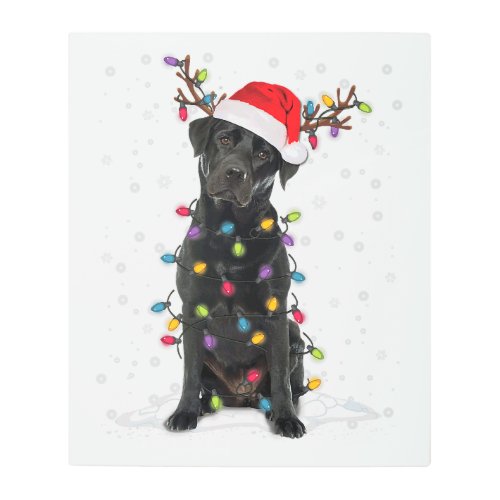 Black Lab Labrador Christmas Tree Light Pajama Dog Metal Print