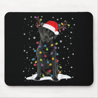 Black Lab Labrador Christmas Tree Light Pajama Dog Mouse Pad