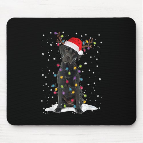 Black Lab Labrador Christmas Tree Light Pajama Dog Mouse Pad