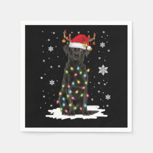 Black Lab Labrador Christmas Tree Light Pajama Dog Napkins