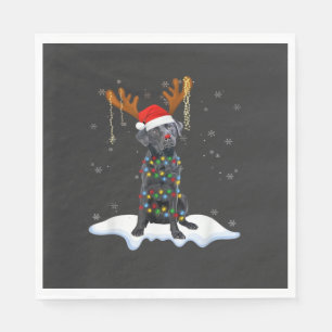 Black Lab Labrador Christmas Tree Light Pajama Dog Napkins