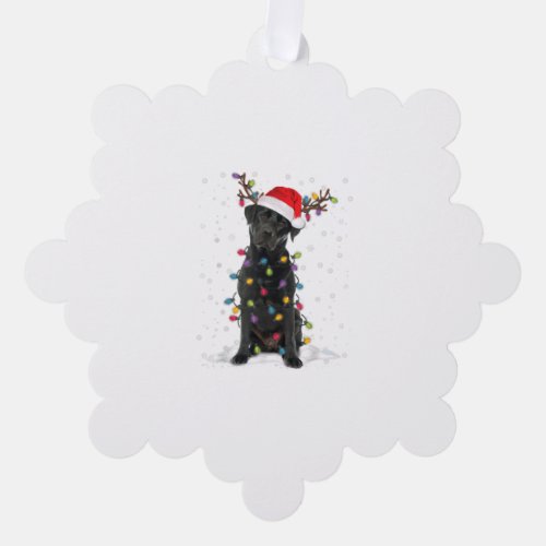 Black Lab Labrador Christmas Tree Light Pajama Dog Ornament Card