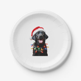 Black Lab Labrador Christmas Tree Light Pajama Dog Paper Plates