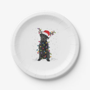 Black Lab Labrador Christmas Tree Light Pajama Dog Paper Plates
