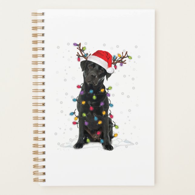 Black Lab Labrador Christmas Tree Light Pajama Dog Planner (Front)