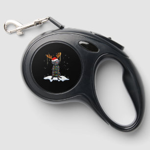 Black Lab Labrador Christmas Tree Light Pajama Dog Retractable Pet Leash