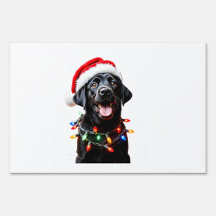 Black Lab Labrador Christmas Tree Light Pajama Dog Sign