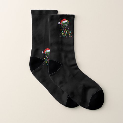 Black Lab Labrador Christmas Tree Light Pajama Dog Socks