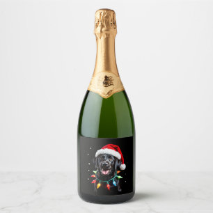 Black Lab Labrador Christmas Tree Light Pajama Dog Sparkling Wine Label