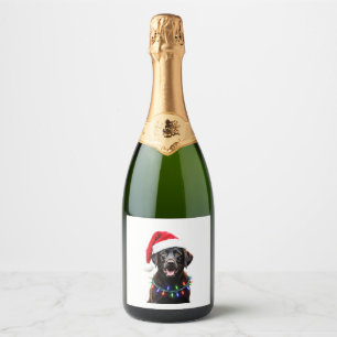 Black Lab Labrador Christmas Tree Light Pajama Dog Sparkling Wine Label