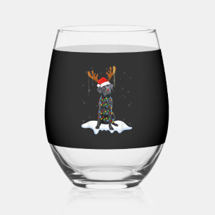 Black Lab Labrador Christmas Tree Light Pajama Dog Stemless Wine Glass