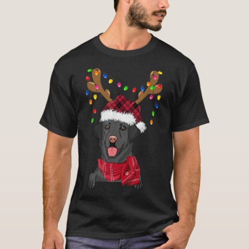 Black Lab Labrador Christmas Tree Light Pajama Dog T_Shirt