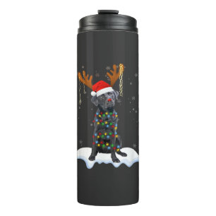 Black Lab Labrador Christmas Tree Light Pajama Dog Thermal Tumbler
