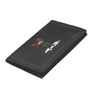 Black Lab Labrador Christmas Tree Light Pajama Dog Tri-fold Wallet