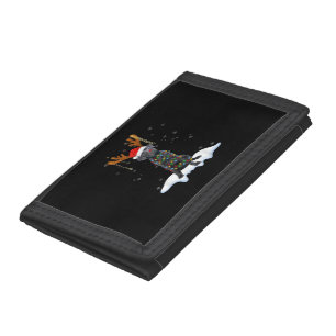 Black Lab Labrador Christmas Tree Light Pajama Dog Tri-fold Wallet