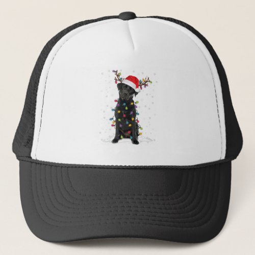 Black Lab Labrador Christmas Tree Light Pajama Dog Trucker Hat