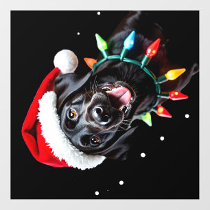 Black Lab Labrador Christmas Tree Light Pajama Dog Wall Decal