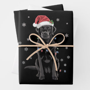 Black Lab Labrador Christmas Tree Light Pajama Dog Wrapping Paper Sheets