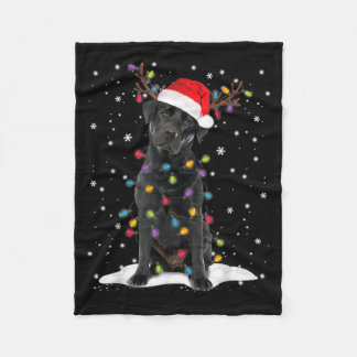 Black Lab Labrador Christmas Tree Reindeer Pajama Fleece Blanket