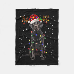 Black Lab Labrador Christmas Tree Reindeer Pajama Fleece Blanket