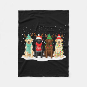 Black Lab Labrador Dog Christmas Crew Matching Fam Fleece Blanket