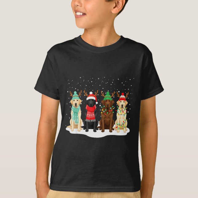 Black Lab Labrador Dog Christmas Crew Matching Fam T-Shirt (Front)