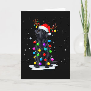 Black Lab Labrador Dog Funny Christmas Lights Rein Card