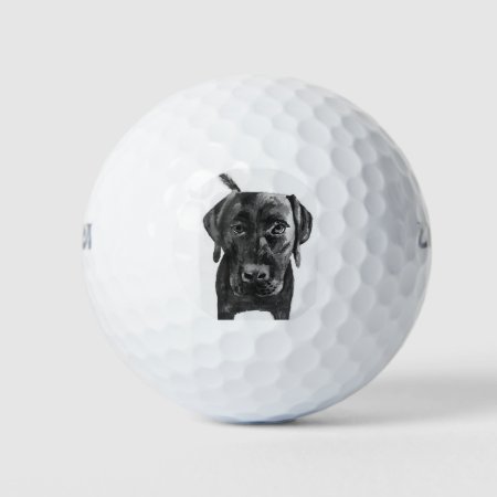 Black Lab Labrador Dog Golf Ball