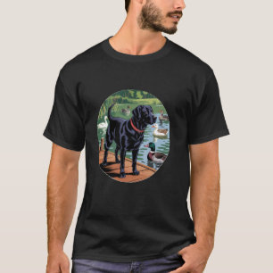 Black Lab, Labrador hunting dog with ducks and wat T-Shirt