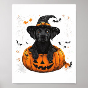 Black Lab Labrador Pumpkin Halloween Thanksgiving Poster