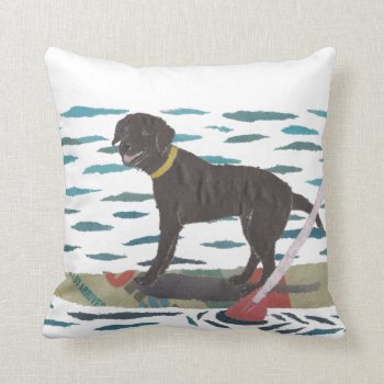Black Lab  Labrador Retriever  Beach Dog Throw Pillow by BlessHue at Zazzle
