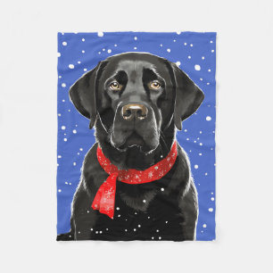 Black Lab Labrador Retriever Holiday Dog Breed Fleece Blanket