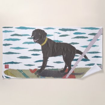 Black Lab  Labrador Retriever  Modern  Beach Dog Beach Towel by BlessHue at Zazzle