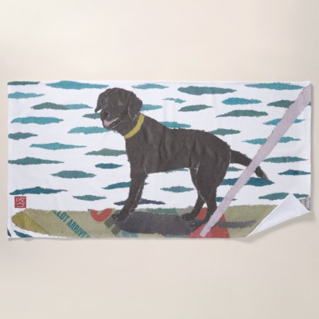 Black Lab, Labrador Retriever, Modern, Beach Dog Beach Towel