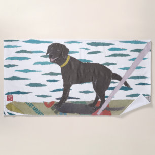 Black Lab, Labrador Retriever, Modern, Beach Dog Towel