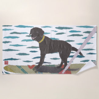 Black Lab, Labrador Retriever, Modern, Beach Dog Towel