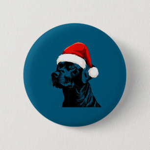 Black Lab Labrador Santa Hat Christmas Holiday Pet Button