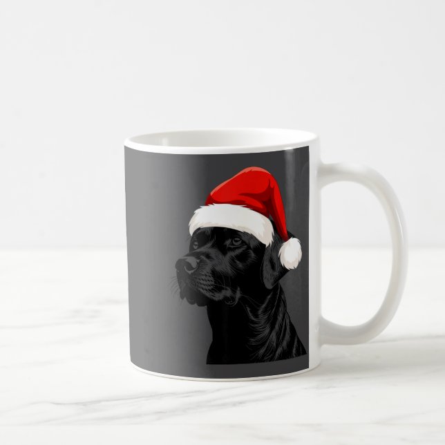 Black Lab Labrador Santa Hat Christmas Holiday Pet Coffee Mug (Right)