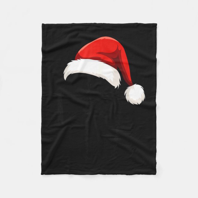 Black Lab Labrador Santa Hat Christmas Holiday Pet Fleece Blanket (Front)