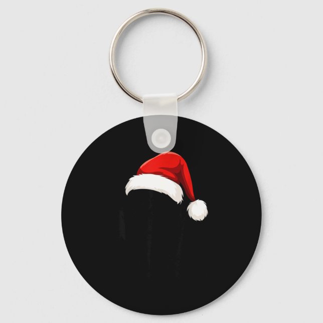 Black Lab Labrador Santa Hat Christmas Holiday Pet Keychain (Front)