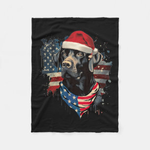 Black Lab Labrador Vintage Santa Christmas Pajama Fleece Blanket