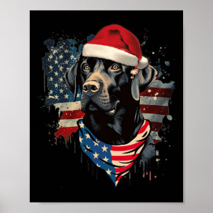 Black Lab Labrador Vintage Santa Christmas Pajama  Poster
