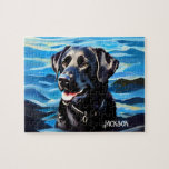 Black Lab & Lake Jigsaw Puzzle<br><div class="desc">Is there a breed of dog that loves water more than a black lab?</div>