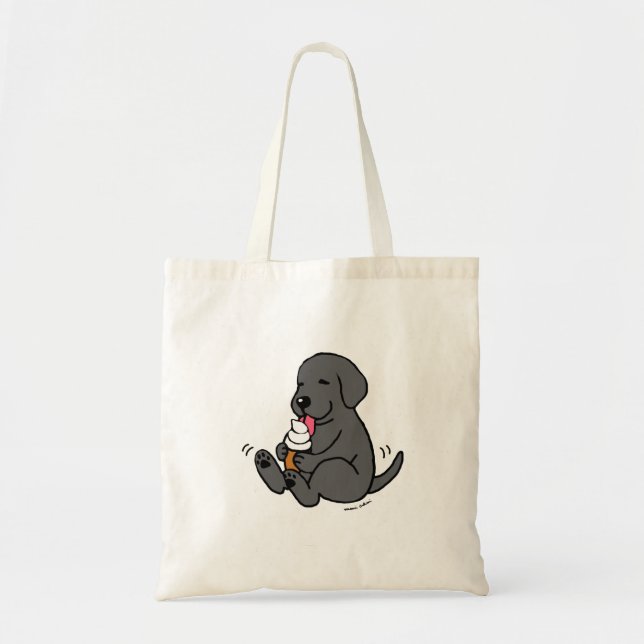 Black Lab Licking Ice Cream Tote Bag (Front)