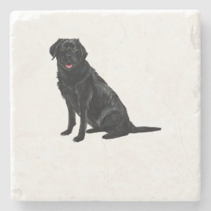 Black Lab Marble Drink Coasters - Custom Dog Name 