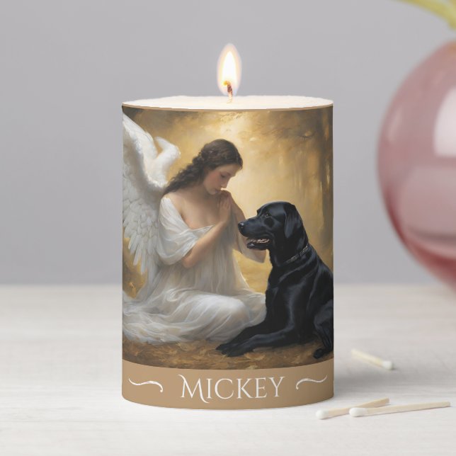 Black Lab Memorial Custom Angel Candle (In Situ)