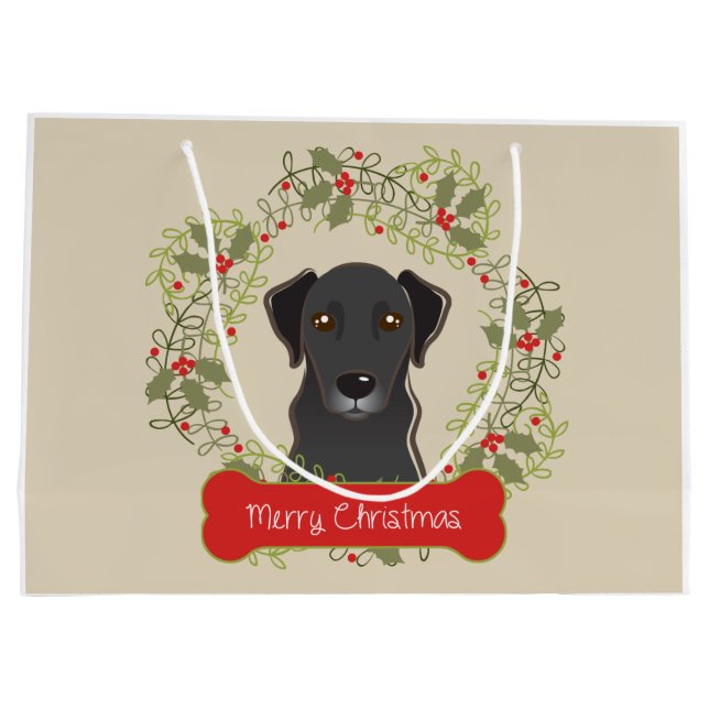 Black Lab Merry Christman Gift Bag (Back)