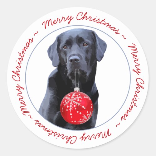 Black Lab Merry Christmas Cute Dog Puppy Labrador Classic Round Sticker
